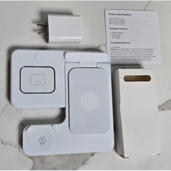 3-in-1 Wireless Charger Stand for Samsung Galaxy Phones, Galaxy Watch, Buds - Picture 2 of 4